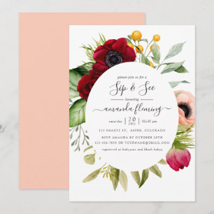 Convites Aquarela Boho Floral Sip and See