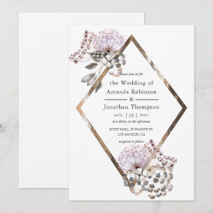 Convites Aquarela Boho Flores Secas Casamento