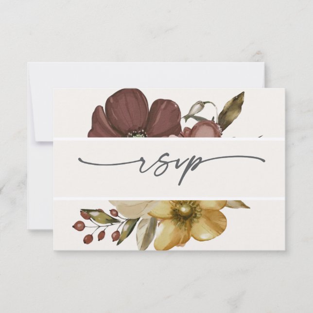 Convites Aquarela Boho Neutro RSVP Casamento (Frente)