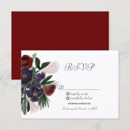 Convites Aquarela Borgonha Botânica Kraft RSVP Vintage