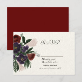 Convites Aquarela Borgonha Botânica Vintage Kraft RSVP