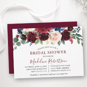 Convites Aquarela Borgonha Mistura de Chá de panela Floral