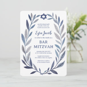 Convites Aquarela Botânica Estrela de Davi Bar Bat Mitzvah