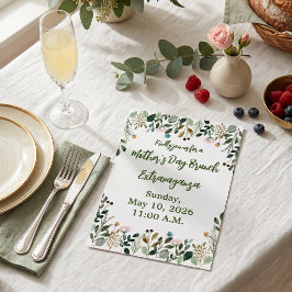 Convites Aquarela Botânica Floral Brunch do Dia das Mães
