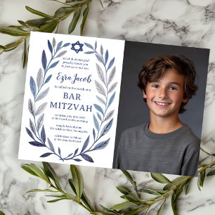 Convites Aquarela Botânica FOTO PERSONALIZADA Bar Mitzvah