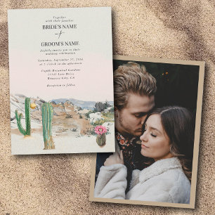 Convites Aquarela Cacto Deserto Boho Casamento Foto Persona