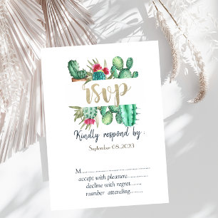 Convites Aquarela Cacto Pontos de Bolha RSVP