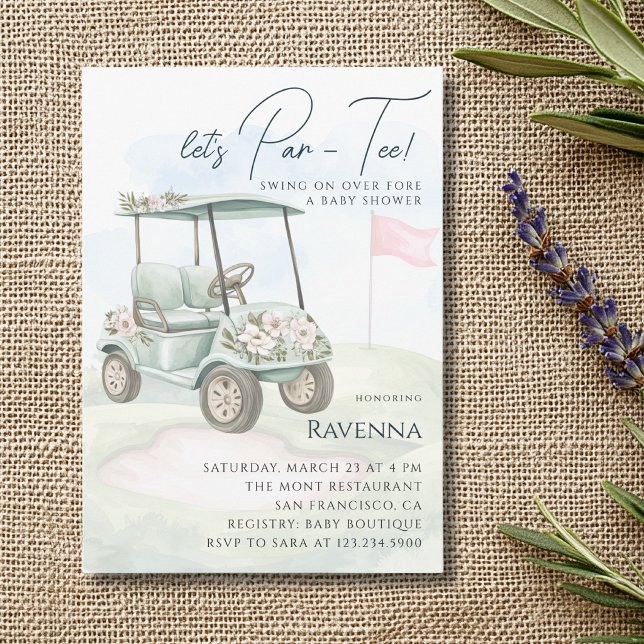 Convites Aquarela Campo de Golfe Vamos Fazer um Chá de Bebê (Criador carregado)