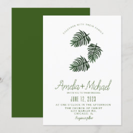 Convites Aquarela Casamento Botânico Tropical Palma Verde