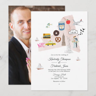 Convites Aquarela Casamento de Destino Nova York EUA Foto