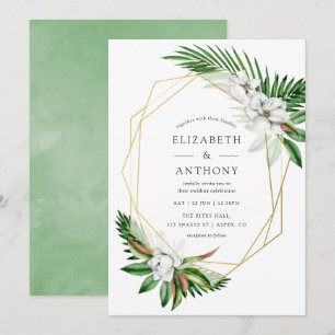 Convites Aquarela Casamento Geométrico Tropical