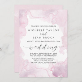 Convites Aquarela | Casamento rosa e púrpura