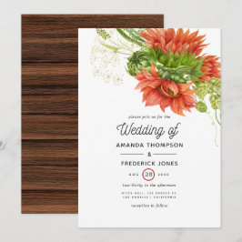Convites Aquarela Casamento Rústico Boêmio Girassóis Vermel