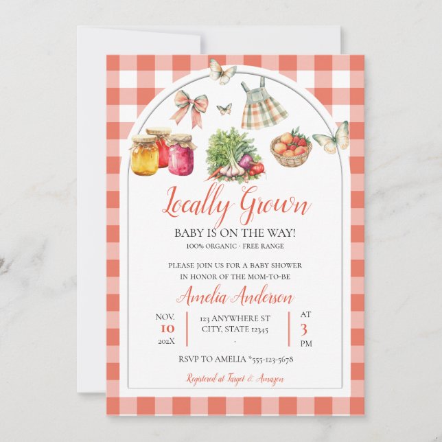 Convites Aquarela Chá de fraldas de mercado de agricultores (Frente)