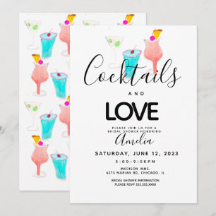 Convites Aquarela Chá de panela coquetéis de aquarela