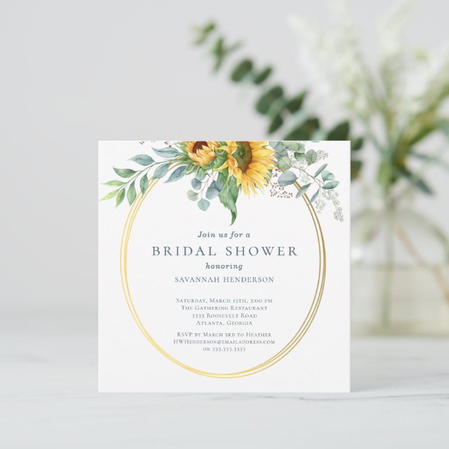 Convites Aquarela Chá de panela Eucalyptus (Em pé/Frente)