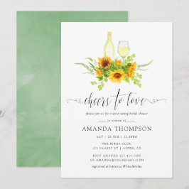 Convites Aquarela Chá de panela Girassol Provando de vinho