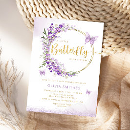 Convites Aquarela Chic Purple Butterfly Chá