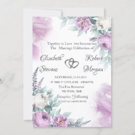 Convites Aquarela Chic Rosas Violetas