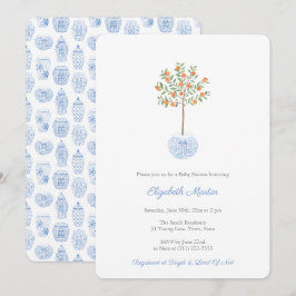 Convites Aquarela Citrus Orange Tree Baby Boy Chá