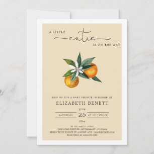 Convites Aquarela Clementina Citrus Chá de fraldas Laranja