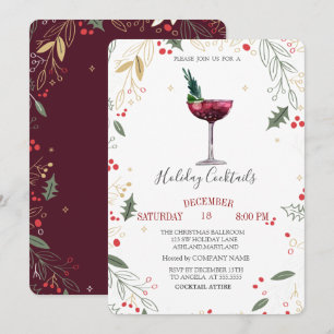 Convites Aquarela Cocktail Holly Company Natal
