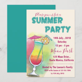 Convites Aquarela | Copo | Festa de Verão