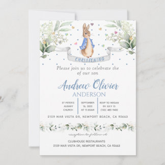 Convites Aquarela Cute Peter Rabbit Boy ChristeningIn