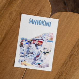 Convites Aquarela da Grécia Santorini