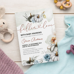 Convites Aquarela de Abóboras Caindo de Amor Chá de Bebê