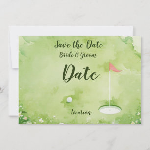 Convites Aquarela de campo de golfe putting green