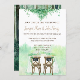 Convites Aquarela de Casamento com estilo rústico