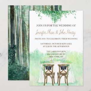 Convites Aquarela de Casamento com estilo rústico