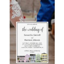 Aquarela de Charleston Arco-íris Fileira Casamento