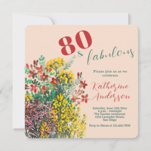 Convites Aquarela de Flor Silvestre – 80 e Fabuloso Anivers
