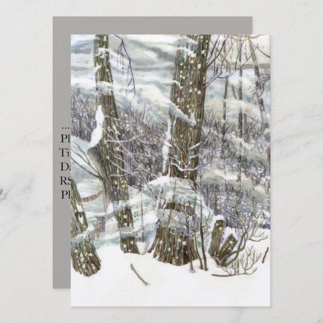 Convites Aquarela de inverno (Frente/Verso)