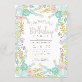Convites Aquarela de Jardim Suculta | FESTA DE ANIVERSÁRIO