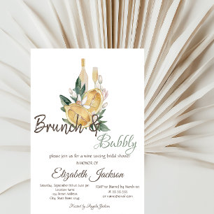 Convites Aquarela de Limões Brunch & Bubbly Chá de Noiva