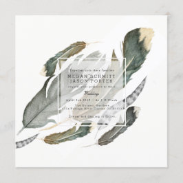 Convites Aquarela de Penas Flutuantes | Casamento