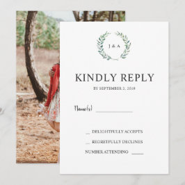 Convites Aquarela deixa monograma foto casamento RSVP