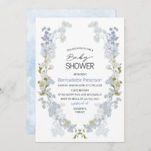 Aquarela Delphinium Blue Flores chá de fraldas