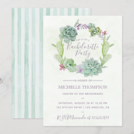 Convites Aquarela Desert Cactus Succults Bachelorette