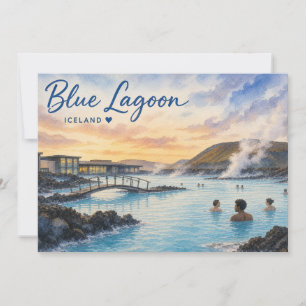 Convites Aquarela do banho termal Blue Lagoon Islândia
