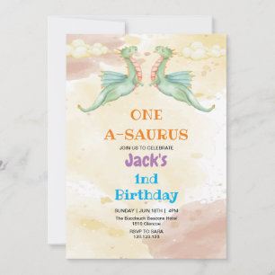 Convites Aquarela do Dinossauro do Primeiro primeiro aniver
