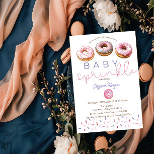 Convites Aquarela Donuts Rosa Bebê Chuveirinho Chá de Bebê