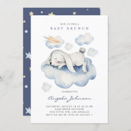 Convites Aquarela Dormindo Bebê Rabbit Baby Brunch