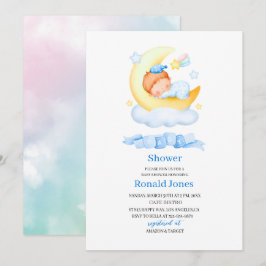 Convites Aquarela é o menino Blue Boho Nursery Baby Showe