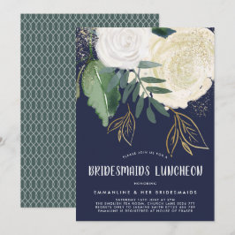 Convites Aquarela e Rosas com brilho Bridesmaids Lunchee