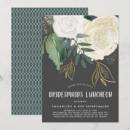 Convites Aquarela e Rosas com brilho Bridesmaids Lunchee