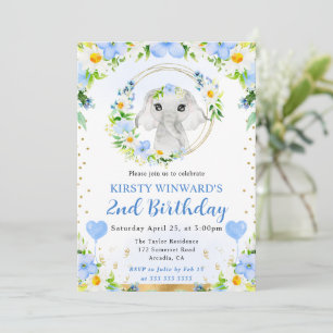 Convites Aquarela Elefante Fofa da Selva Aniversário Infant